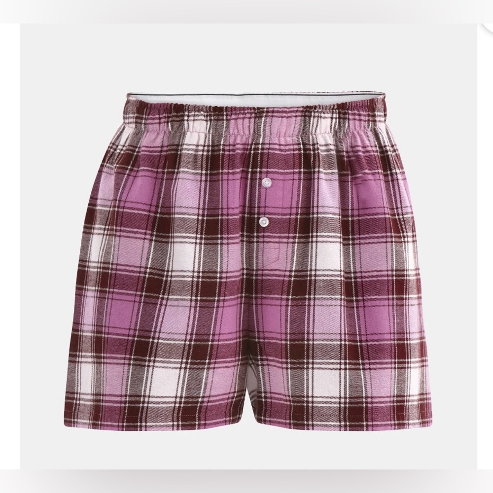 🔴 3/$12 No Boundaries’ Women’s Pink and Brown Plaid Sleep Shorts! NWT! Size XL!